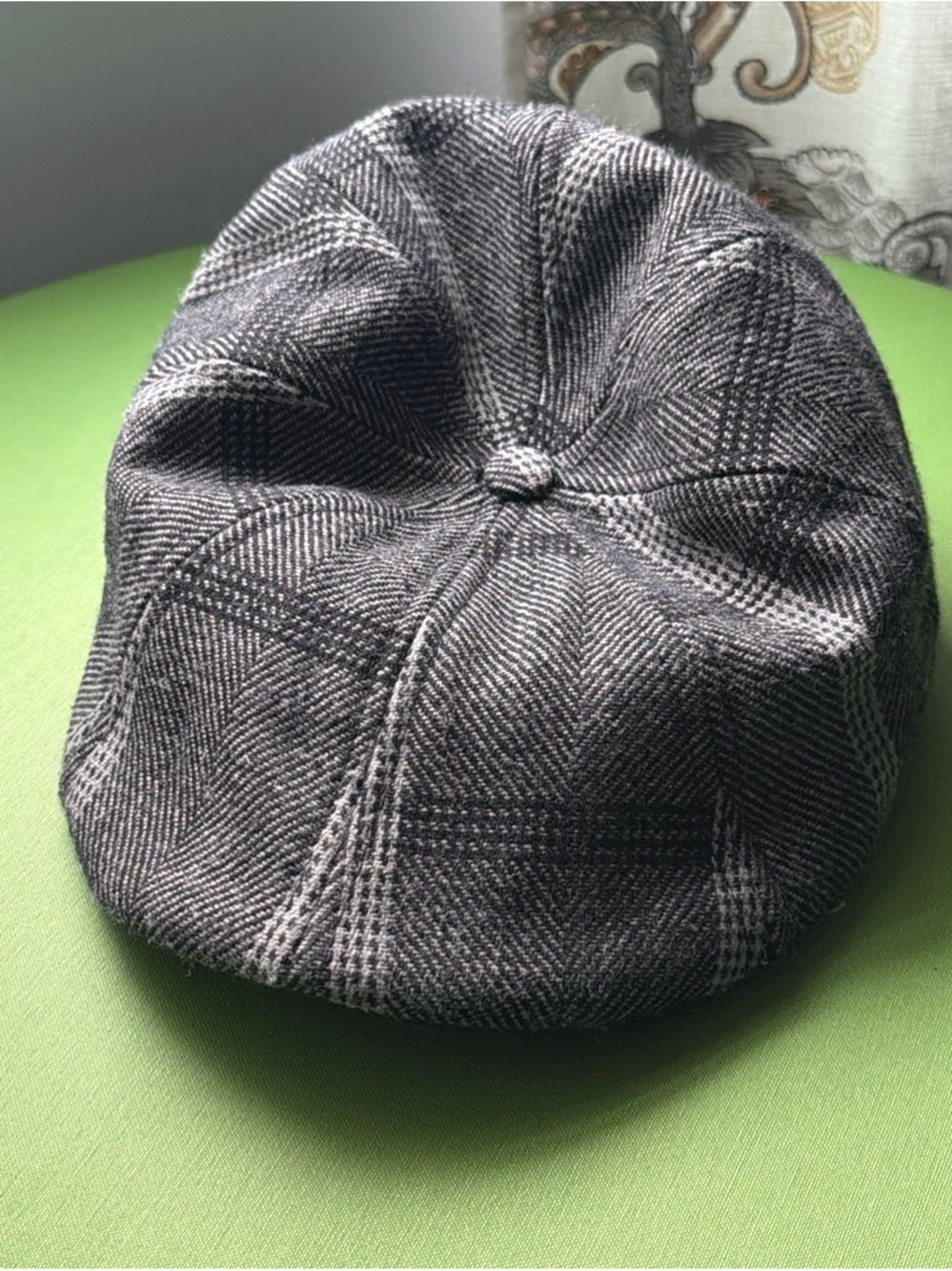 Men's Black Rose Herringbone Newsboy Cap
